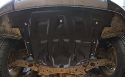 Hyundai Santa Fe (12–) Защита картера + КПП, композит 8 мм (V-2,4 и 2,2TD АКПП)